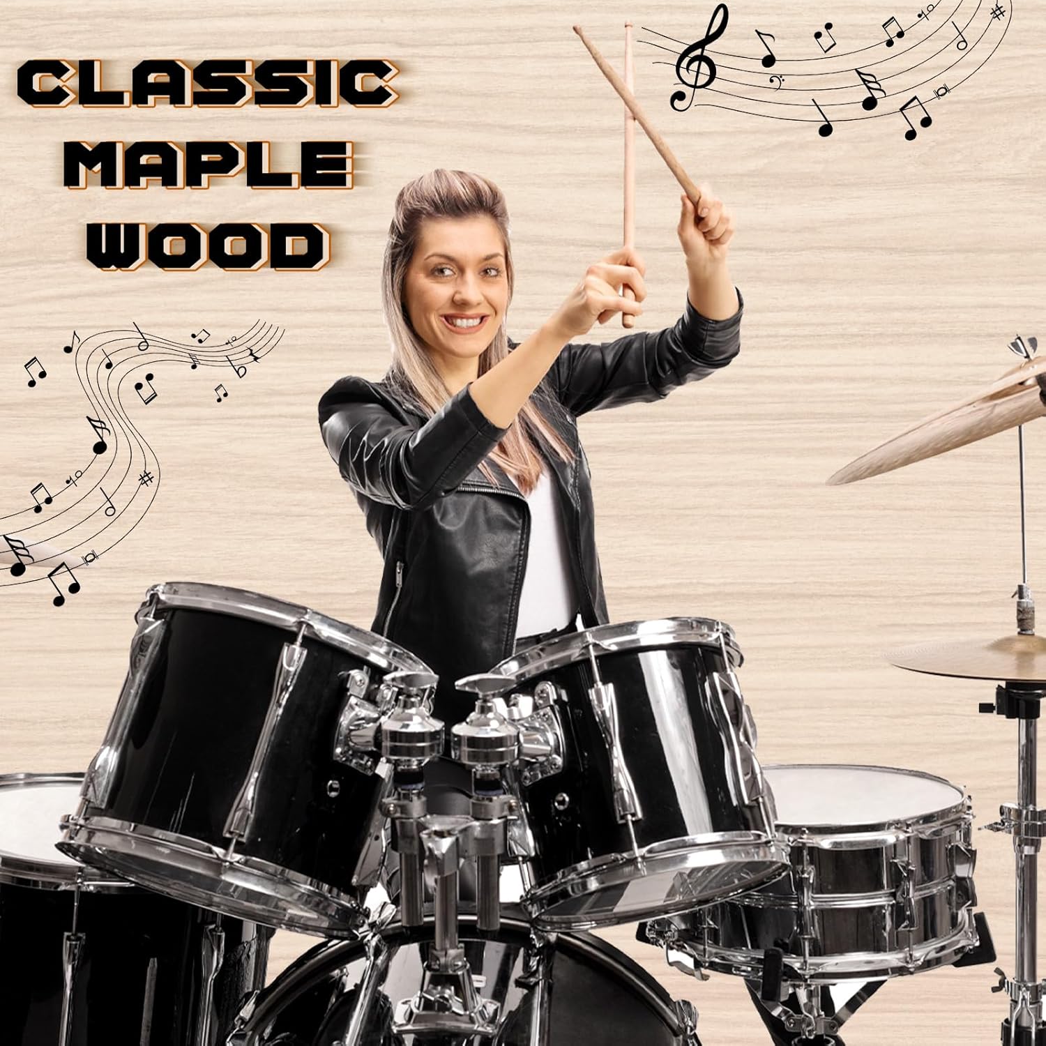 24 Pairs 7a Drum Sticks Triangular Wood Tip Long Maple Drumsticks Classic Drumsticks Musical Instrument Percussion Accessories for Adults