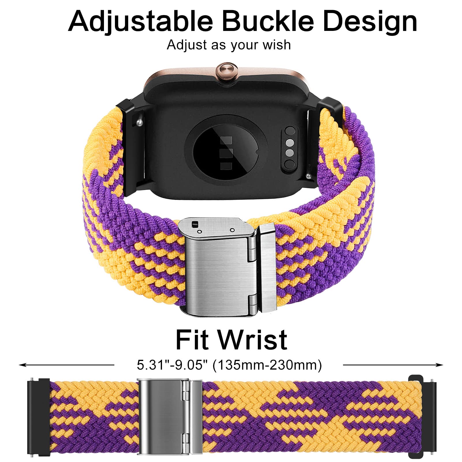 Cinturino per Amazfit Active, 20mm Sport Nylon Ricambio Elastica Cinturini per Amazfit GTS, GTS 4 Mini, GTS 4, GTS 3, GTS 2, GTS 2 Mini, GTR Mini, Amazfit Bip, Bip U, Bip U Pro, Bip 3, Bip 3 Pro