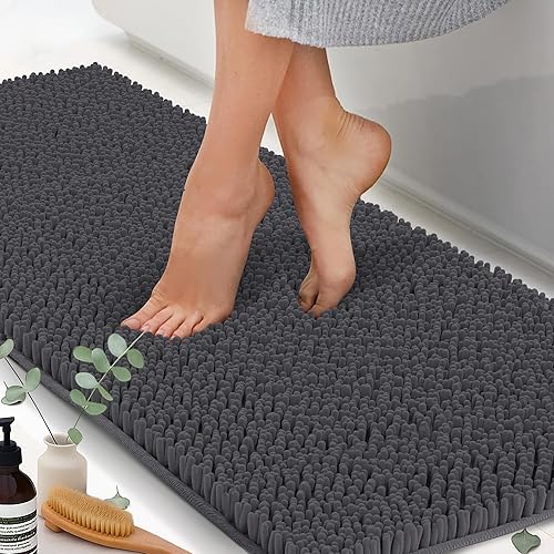 Miniatura 12 de Tapetes de baño de felpilla de 22 x 14 pulgadas, tapetes de baño absorbentes de felpa de secado rápido, suaves y lavables a máquina, alfombras