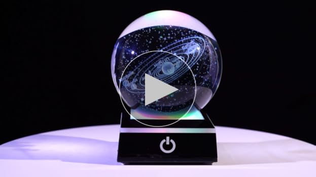 Arikyrist 3.15" Crystal 3D Solar System Ball Warm Night Light - Planets Space Universe Model Astronomy Gifts For Men Birthday Home Ornaments