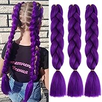 Vista 5 de Paquete de 3 extensiones de cabello trenzado de colores de 24 pulgadas para trenzas, extensiones de cabello sintético de colores para trenzar M7