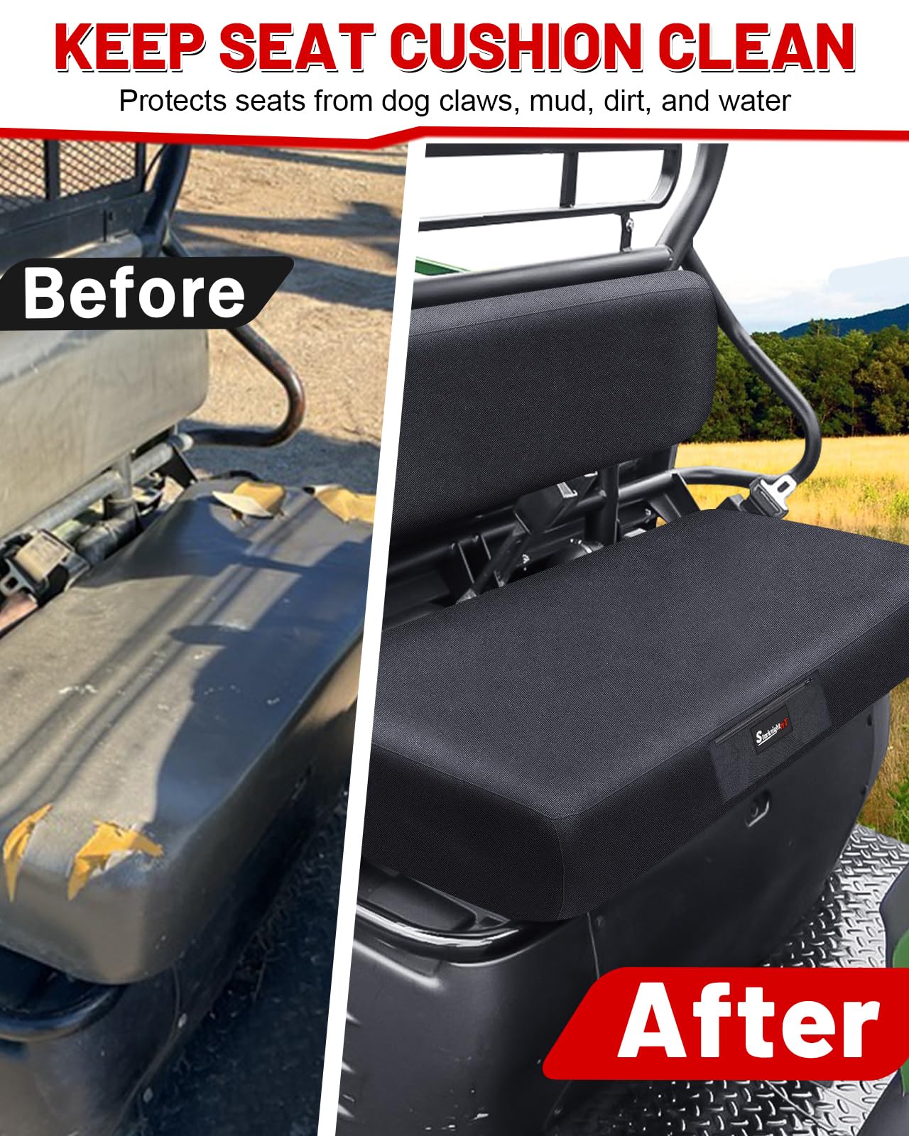 Wacece UTV Bench Seat Cover For Kawasaki Mule 600/610/SX (2005-2025) - Waterproof, Non-Slip, Stretch Fit