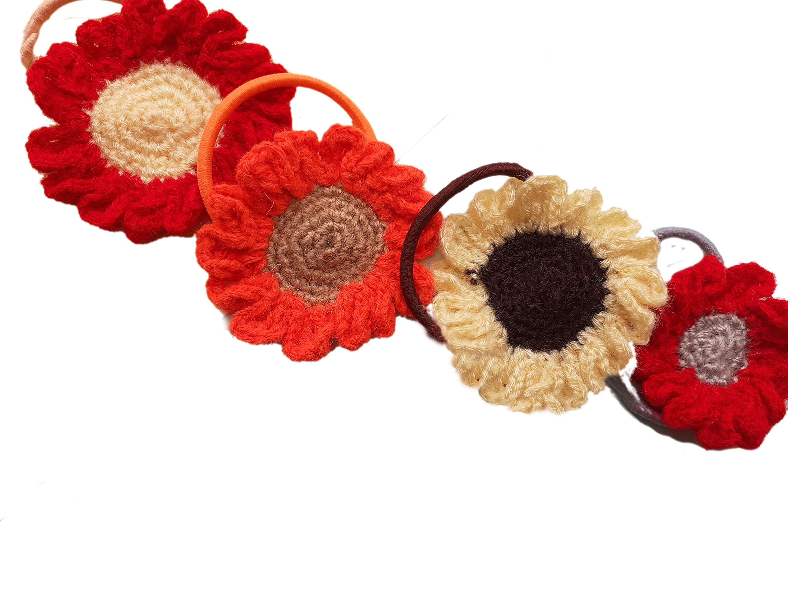 Vyoman - Set of 4 handmade hand crochet sunflower hair tie design for woman girl hair accessory elastic colorful set (B094W5Y1BT) Amazon Price History, Amazon Price Tracker