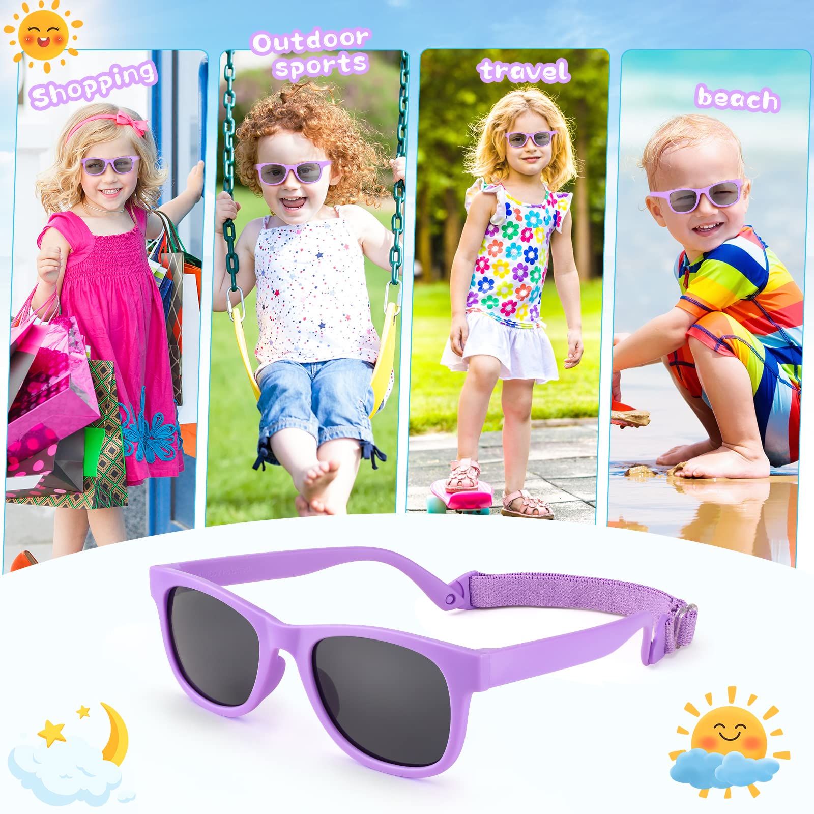 Hifot Bebè Occhiali da Sole, Protezione UV400 polarizzata Ragazza Ragazzo Occhiali da Sole, Flessibile Bambini e Bambine Occhiali da Sole - 2 a 7 Anni
