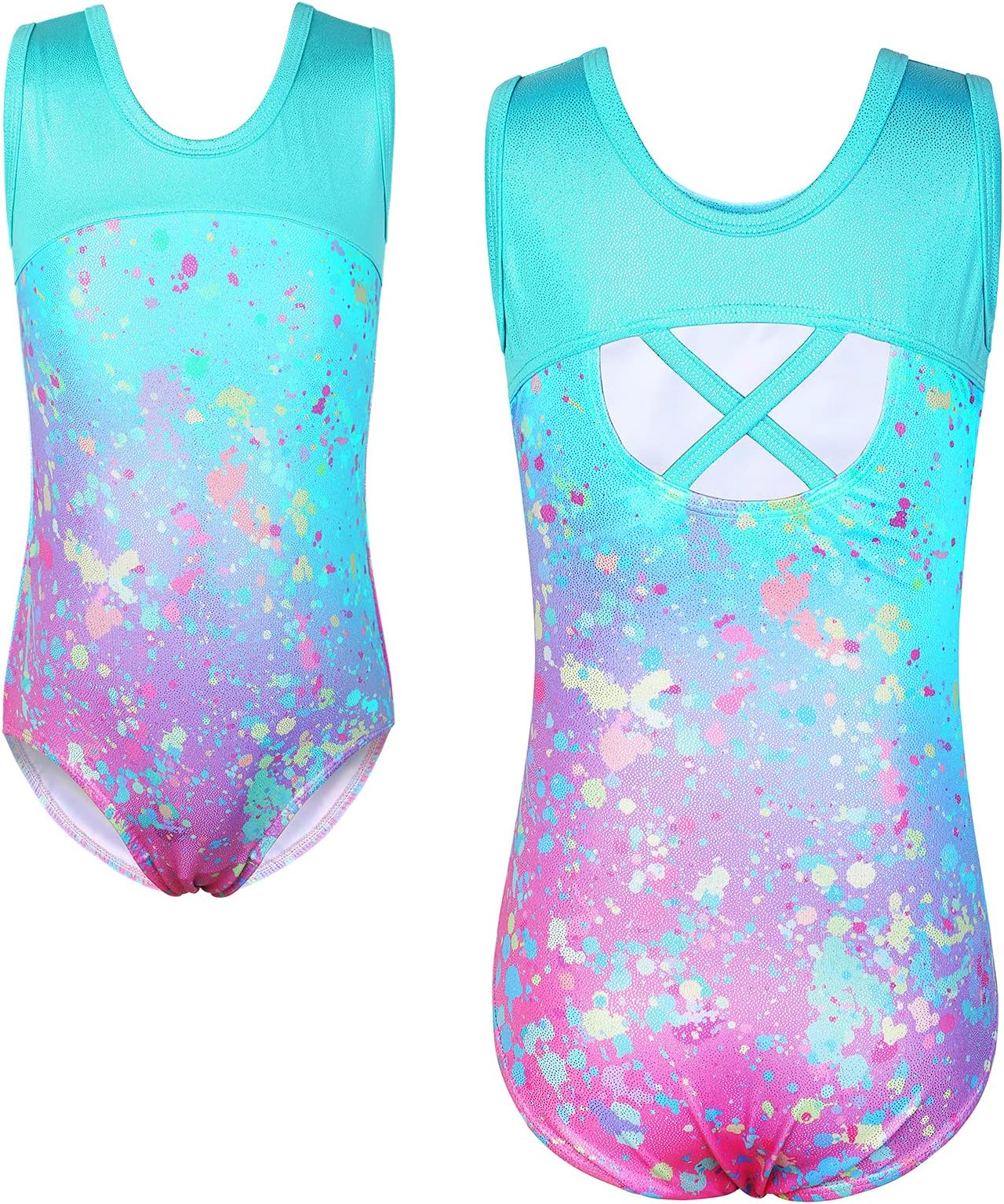 Gymnastics Leotards for Girls Ballet Dancewear Practice Outfits Cross Back One Piece 3-12Y