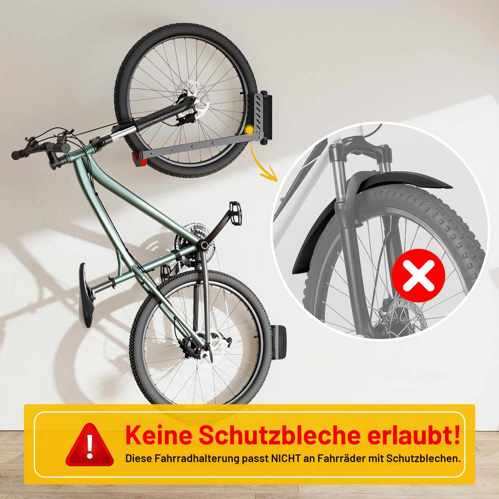 monTEK Schwenkbare Fahrrad-Wandhalterung, kein schweres Heben erforderlich, Fahrrad-Wandhalterung, Fahrradaufhänger für Garage, platzsparende Fahrradträger-Garage, einfach zu be- und entladen,