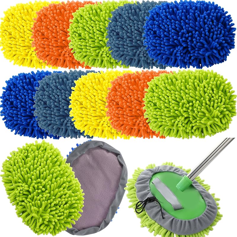 Kit com 10 capas de escova para lavagem automotiva Layhit em microfibra chenille, 25 x 17 cm, multicolorido