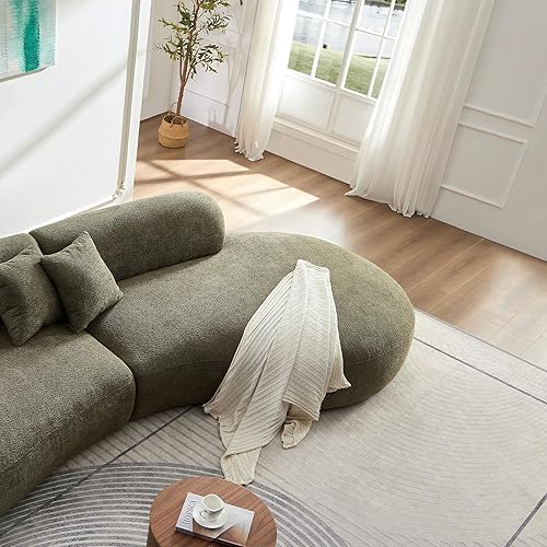 Miniatura 6 de Sofá modular curvado moderno de 135.4 pulgadas, sofá modular Boucle minimalista y cómodo con diván, sofás de lujo de 6 plazas de gran tamaño para