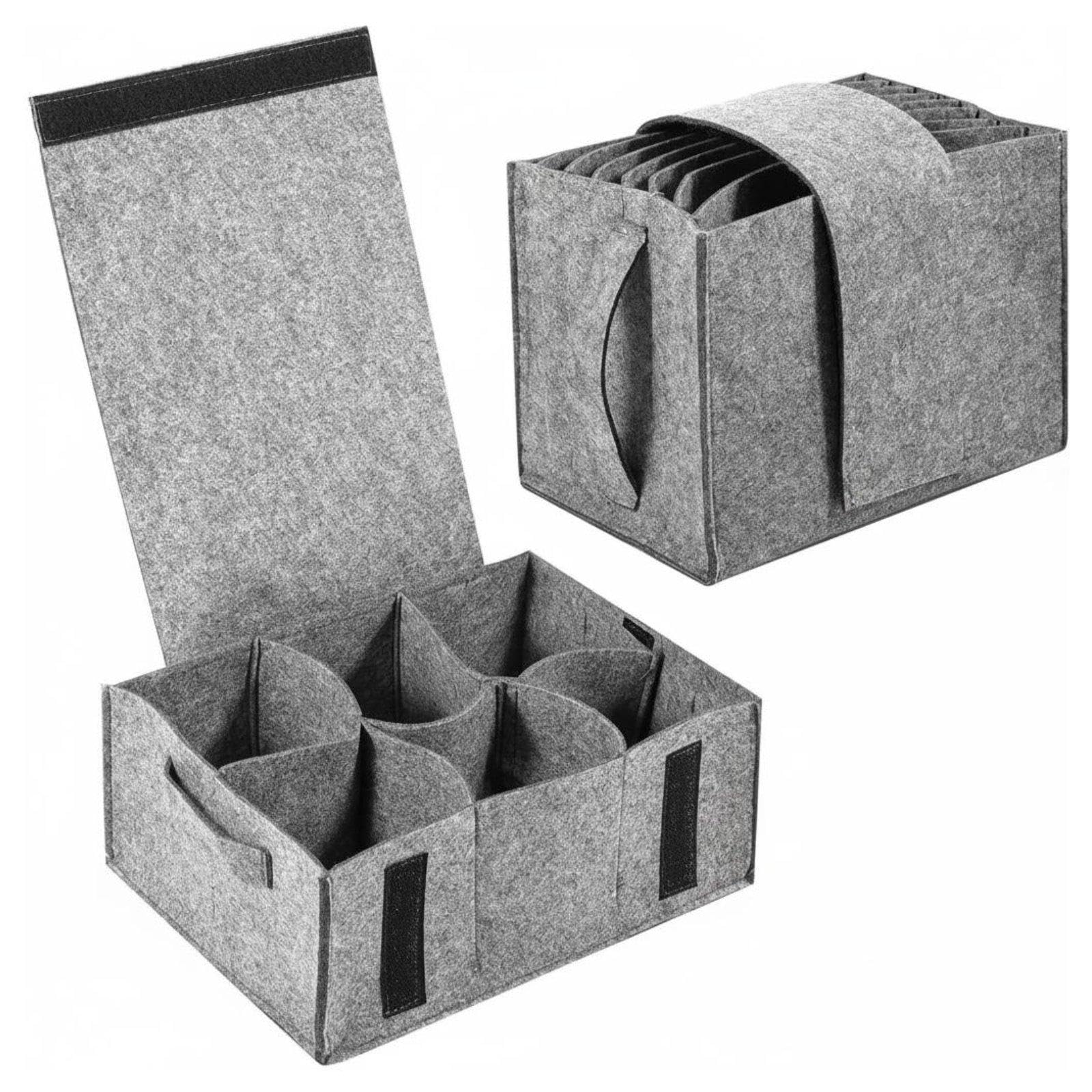 Camping Tableware Bag Cushioned Protection Portable Dishware Carrier Easy-Carry Handles Camping Tableware Organizer for Campers, Picnics Light Gray Cup Bag-image-20