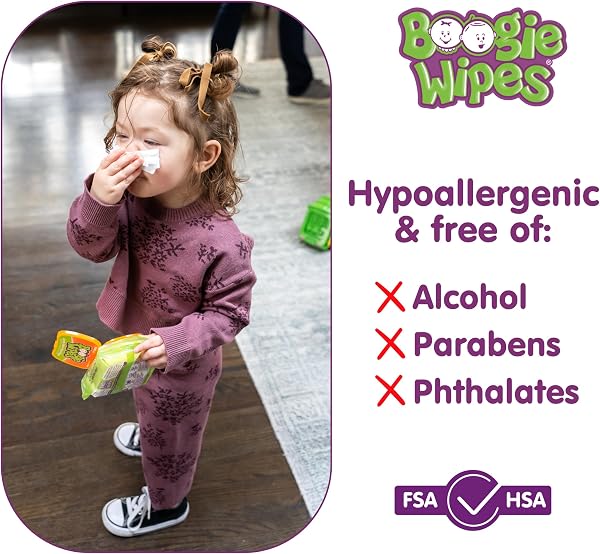 Boogie Wipes Gentle Saline Nose Wipes - 360 Count - Fresh Scent, Hypoallergenic & Alcohol-Free - Allergy Relief - Made with Natural Saline, Aloe, Chamomile & Vitamin E - Diaper Bag Essential - 2