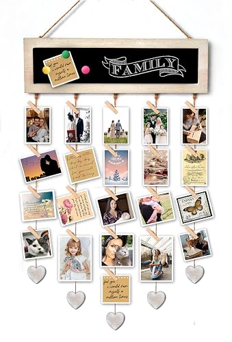 EXQUIDECA Picture Frames Collage Display Board with 30 Clips -