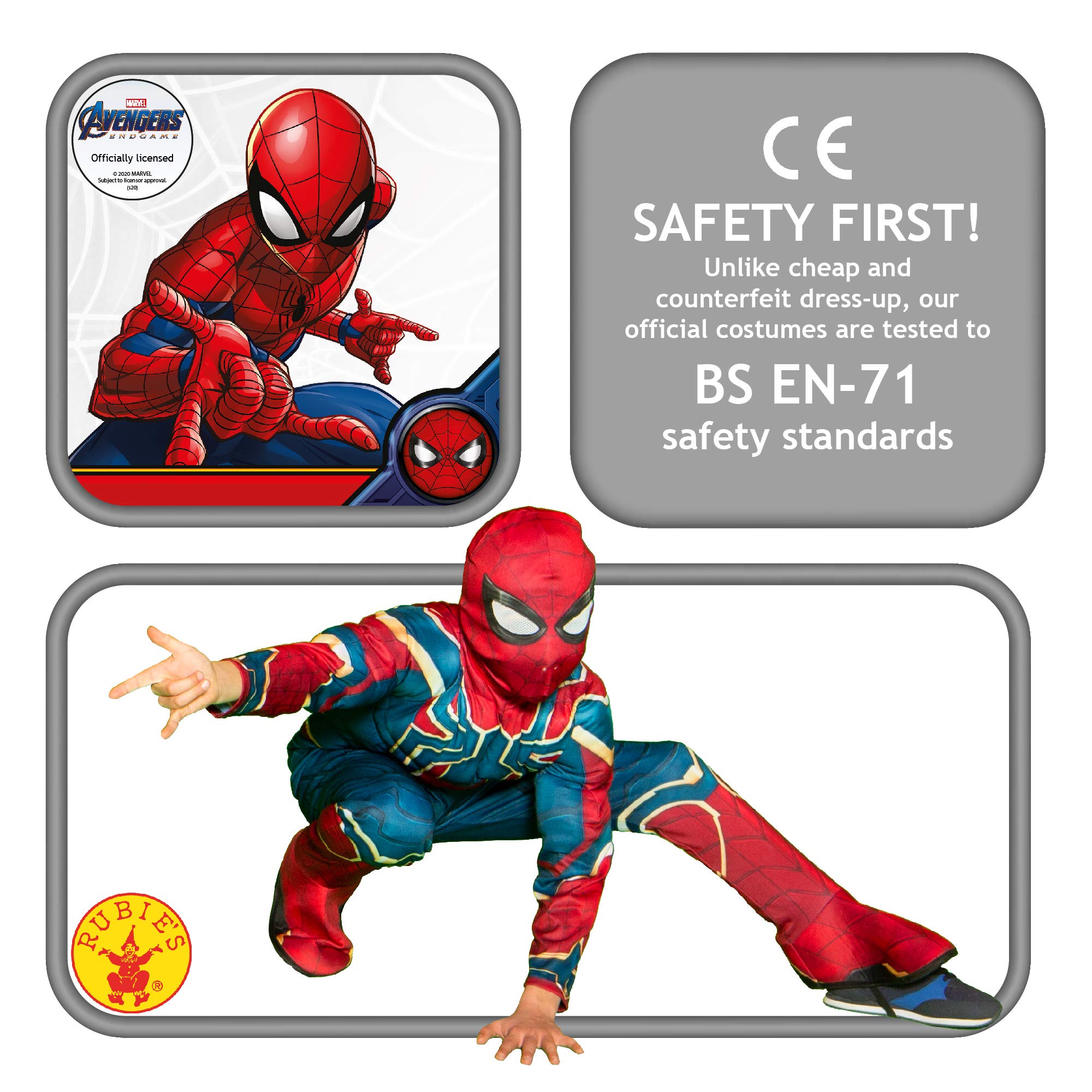 Rubie's Official Marvel Avengers Endgame Iron Spider Classic Childs Costume, Kids Superhero Fancy Dress