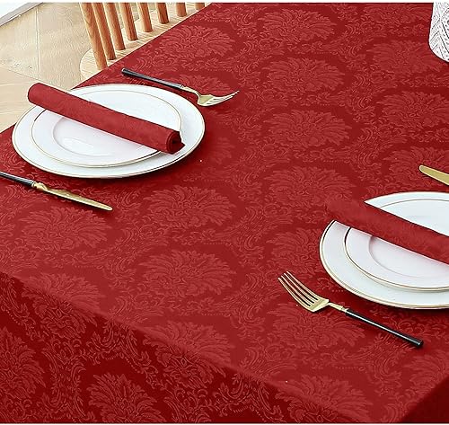 Miniatura 5 de Romanstile Mantel rectangular de jacquard, impermeable, elegante, con patrón de damasco de Viena, lavable, de poliéster, decorativo, para cenas,