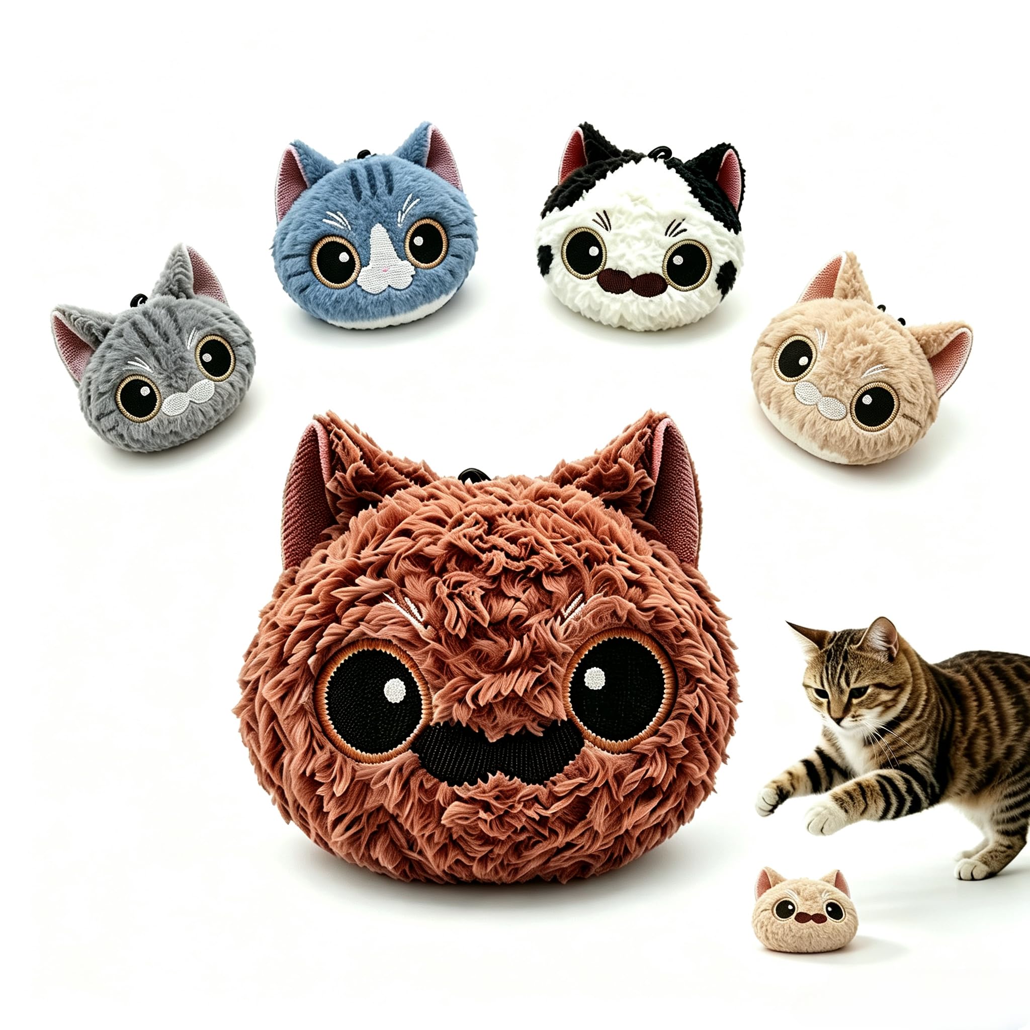 Interactive Cat Toy with Realistic Meow Sounds, Touch‑Activated Meow Ball (Russet) — image 1