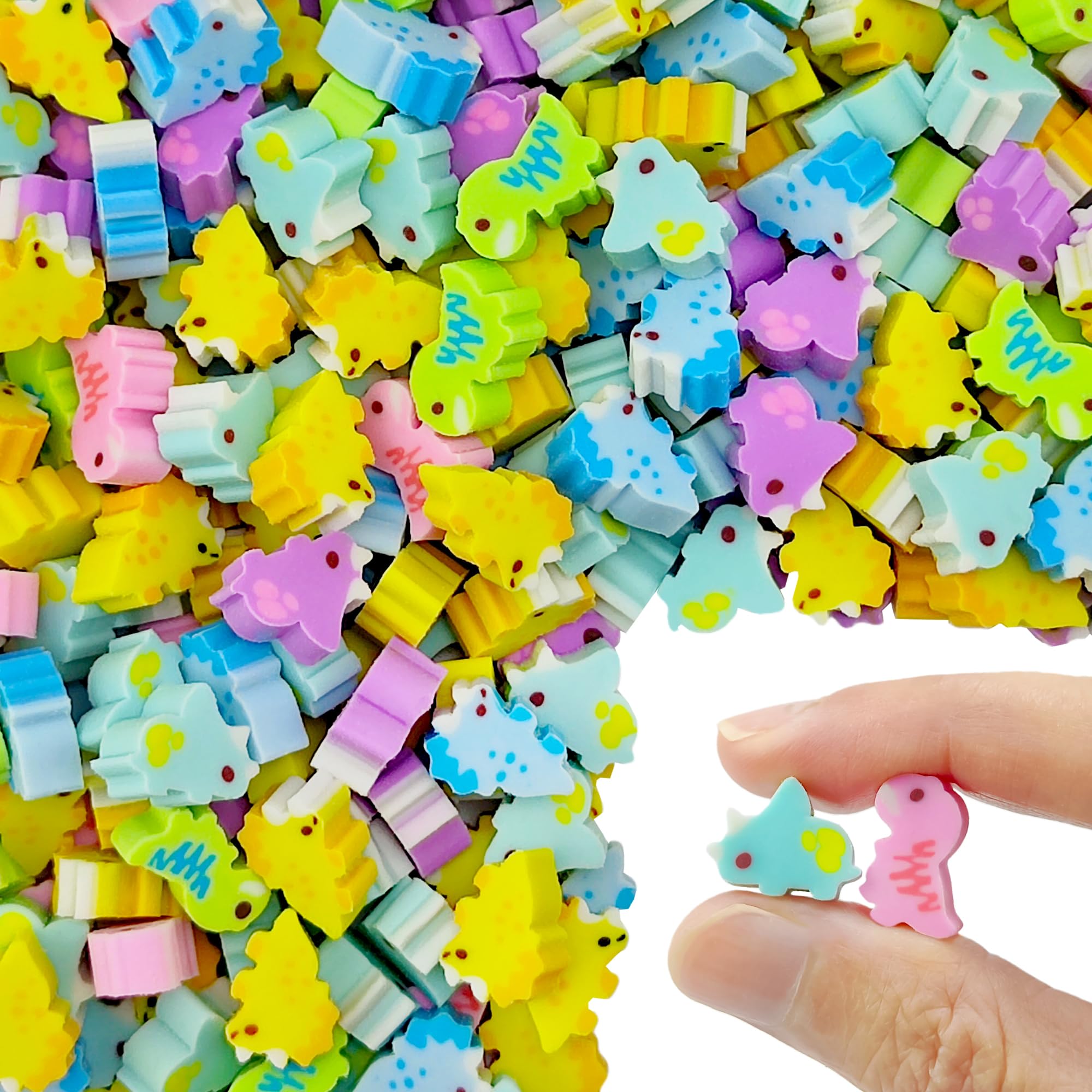 100pcs Dinosaur Mini Erasers for Kids, Bulk Cute Pencil Erasers Small Fun Erasers for Classroom Rewards Party Favors Gift Filling Eraser
