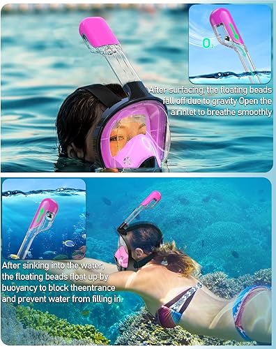 Miniatura 4 de Máscara de esnórquel, máscara de esnórquel con soporte de cámara desmontable, vista panorámica de 180 grados, antifugas, equipo de esnórquel