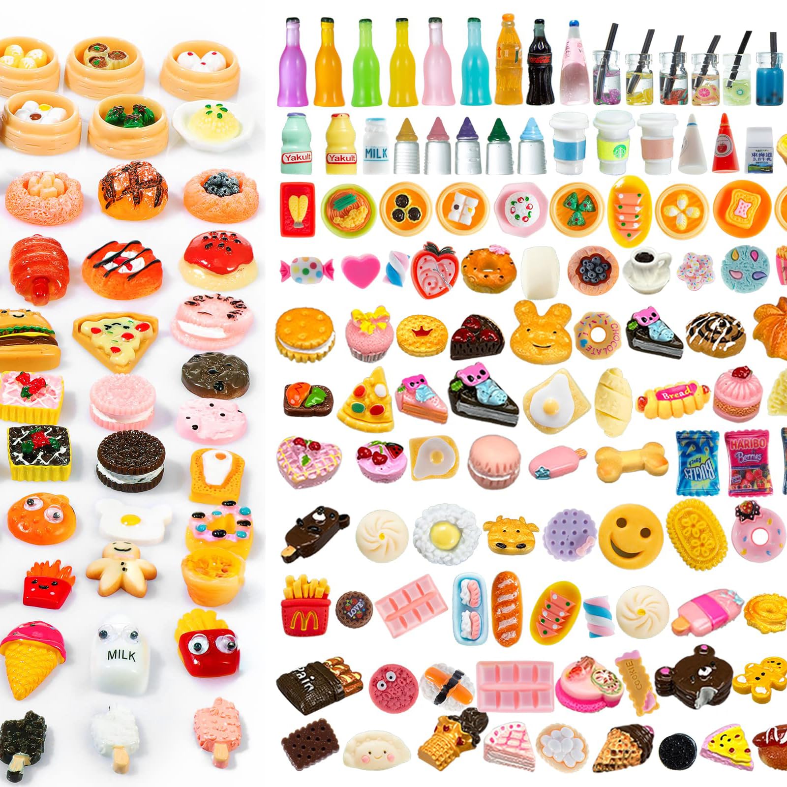 60pcs Miniature Food Drink Bottles Pretend Play Kitchen Game Party Toyscale Miniature Dolls House Food Accessories, Play Kitchen Game Toys(Random)