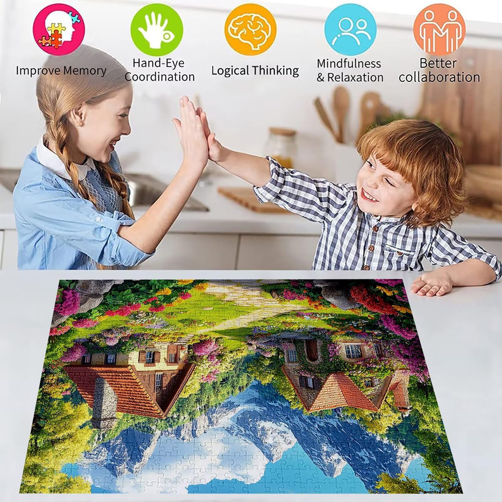 Puzzle 4000 elementów kabiny dla dorosłych góra 141 x 87 cm rzemiosło klasyczne 3D drewniana układanka do rodzinnych gier aktywnych, układanka do samodzielnego wykonania nawet do dekoracji ścian domu