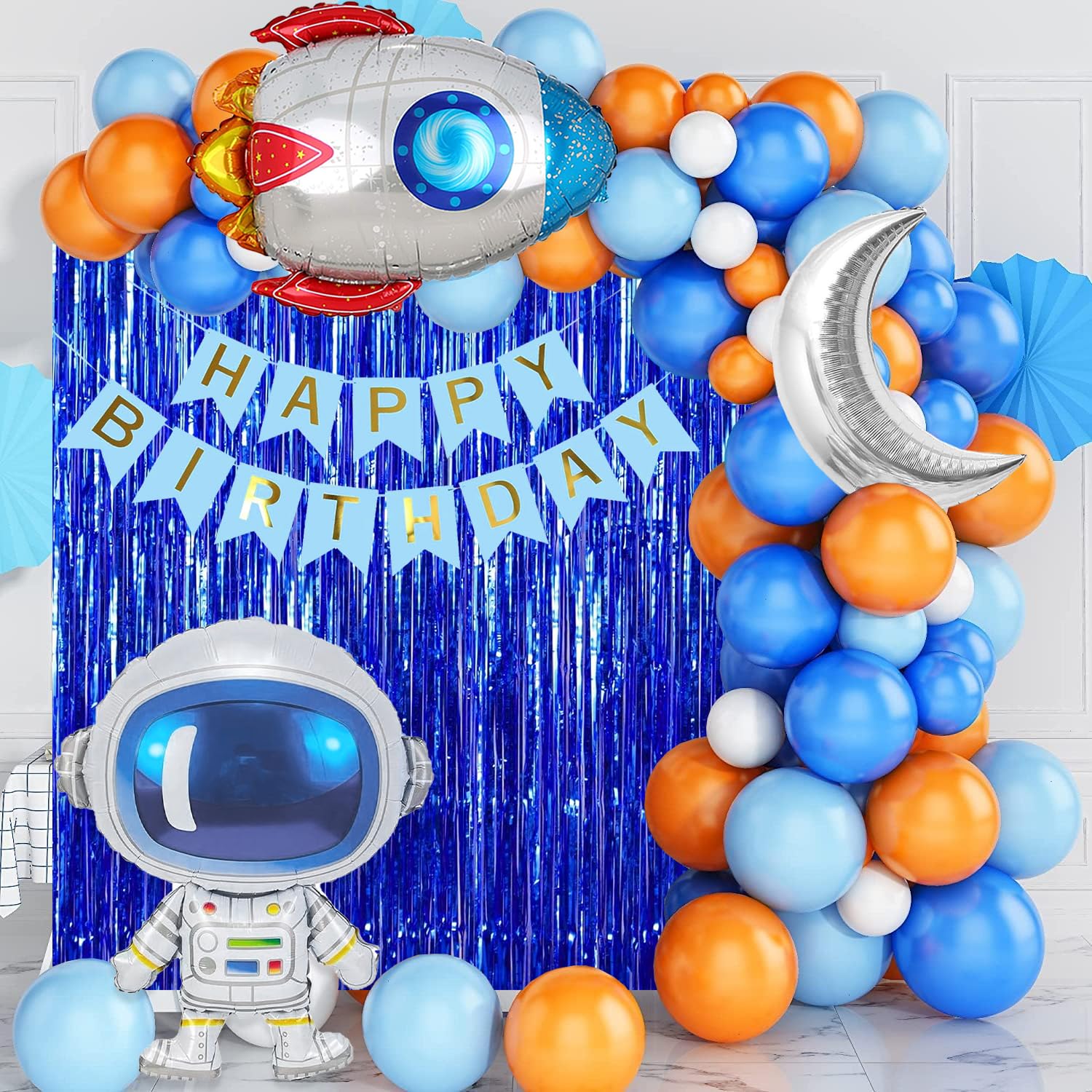 Rozi Decoration Space Theme Birthday Decoration Items Set of 55 Pcs Space Theme Backdrop for Birthday | Astronaut Theme Birthday Decoration | Outer Space Birthday Decoration