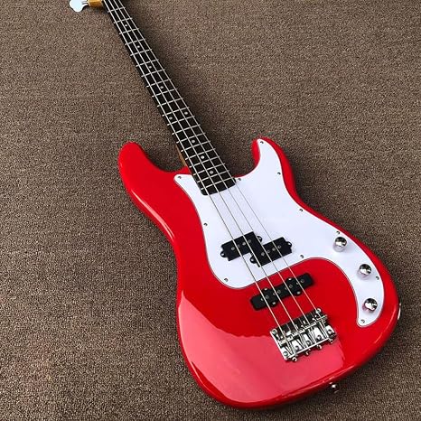 Amazon Co Jp 4文字列電気ベースギター赤ペイントベースギターアコースティックスチール弦ギター Gzszya Color Bass Size 43 Inches 楽器 音響機器