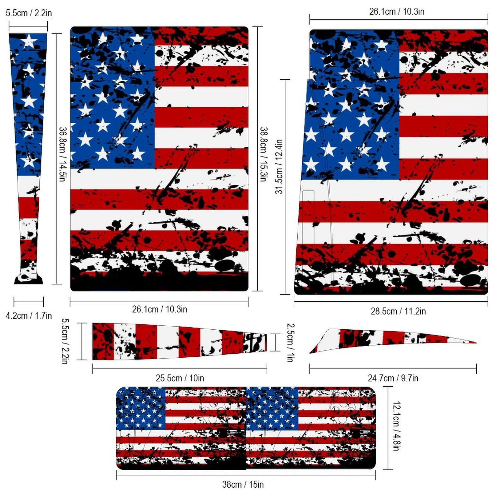 Grunge Old USA Flagge Skin für PS5 Konsole und Controller Zubehör Cover Skins Anime Vinyl Cover Aufkleber Komplettes Set für Playstation 5 Disc Edition