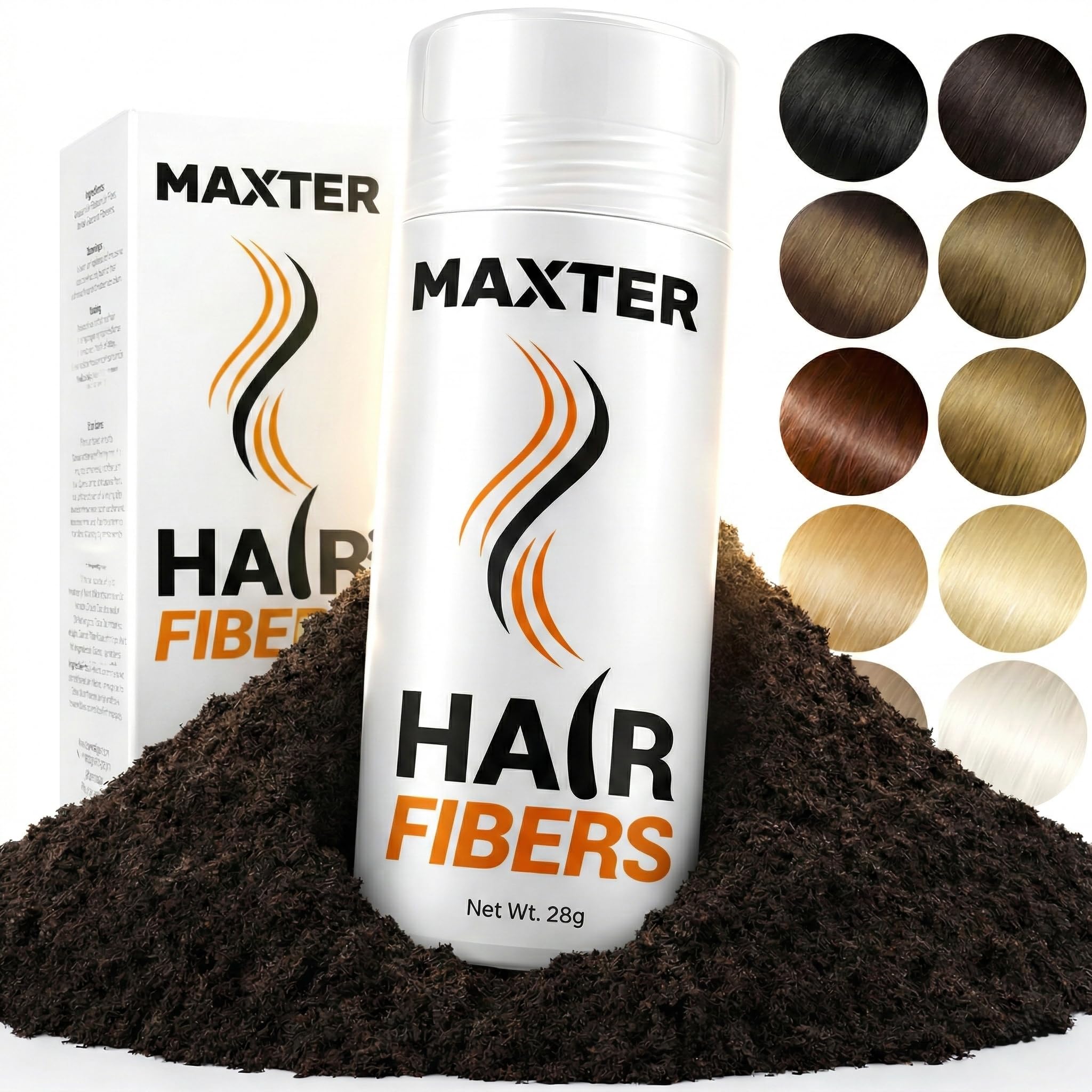 Maxter FIBRE CAPILLAIRE Châtain Foncé - Poudre Cheveux Homme et Femme pour Dissimuler la Calvitie - Poudre pour Cheveux en Microfibre pour Densité et Volume