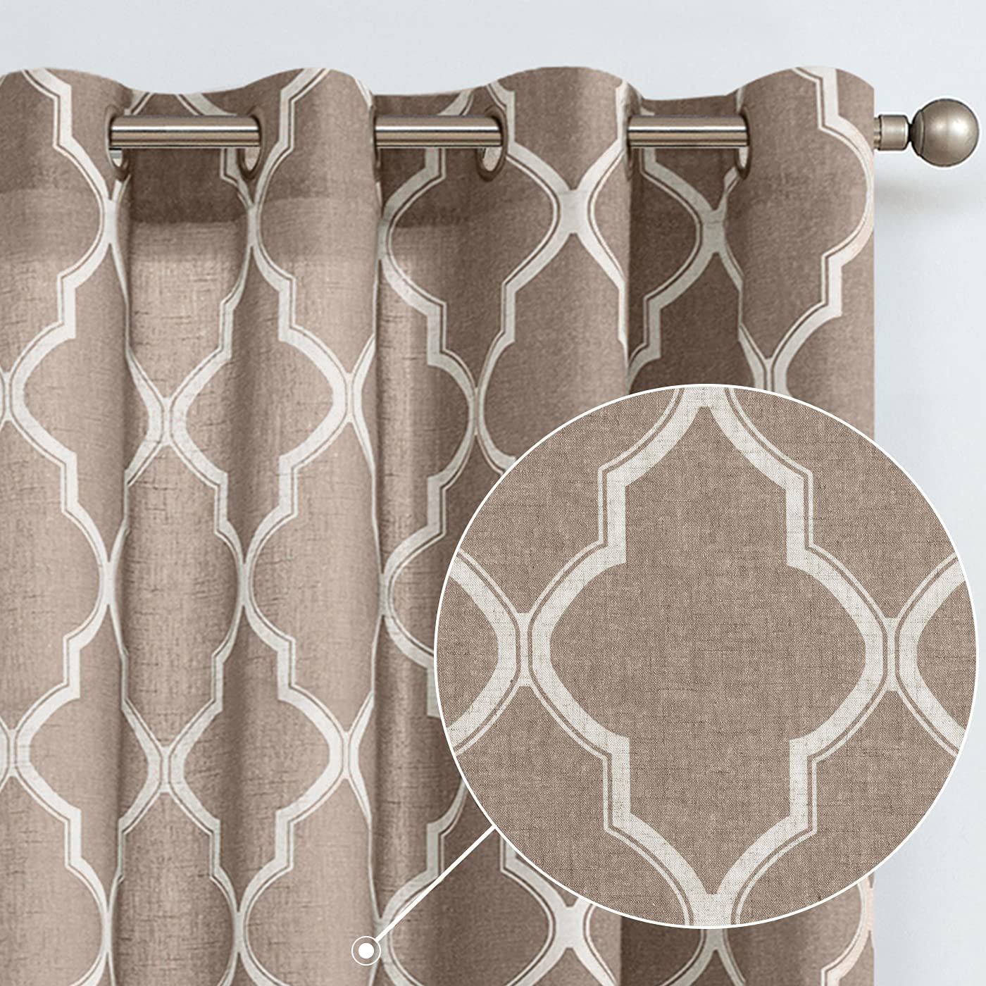 jinchan Curtains Taupe Linen Living Room Drapes Light Filtering