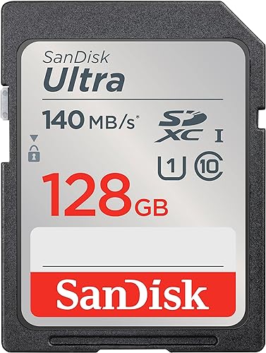 SanDisk Tarjeta de memoria Ultra SDXC UHS-I de 128 GB, hasta 140 MBs, C10, U1, Full HD, tarjeta SD - SDSDUNB-128G-GN6IN
