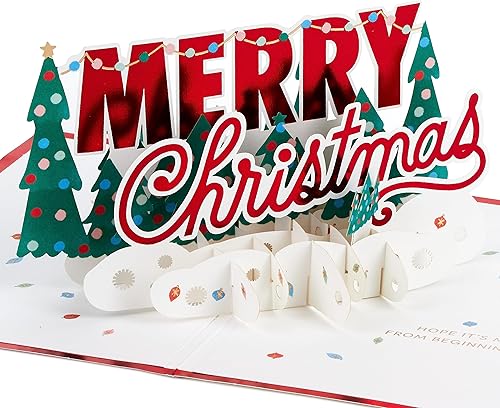 Hallmark Tarjeta de Navidad desplegable Signature Paper Wonder (Merry Christmas)