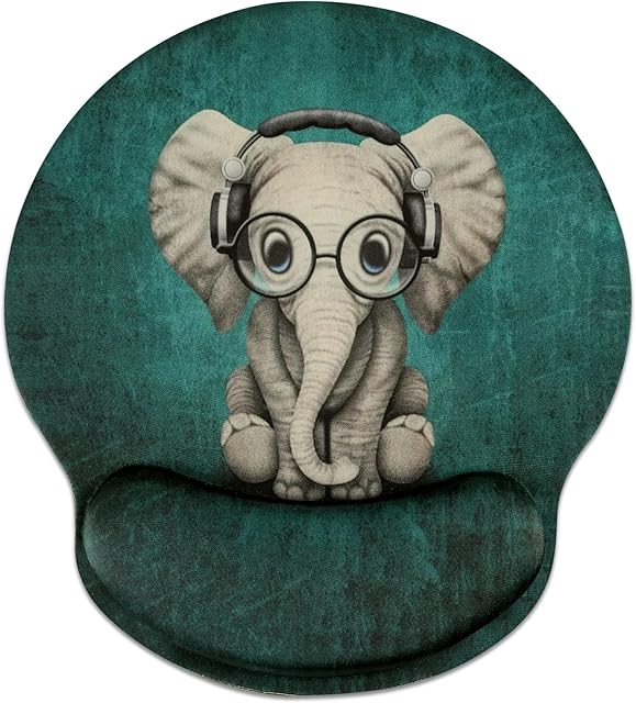 HAOCOO Ergonomic Mouse Mat Wrist Rest Support, Gel Mouse Pad with Non-Slip Rubber Base Mousepad, Wrist Rest Mousemat for Laptop Computer Home Office Working Pain Relief (Elephant)