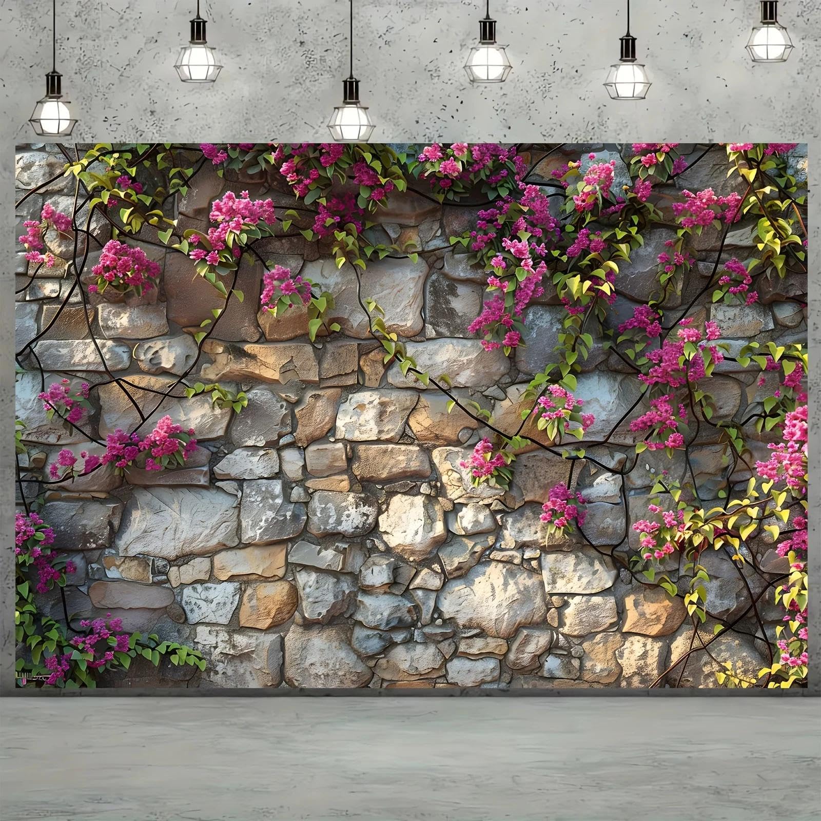 Una Tela de Fondo de Flor de Pared de Piedra - Accesorio de Fiesta de cumpleaños de Boda de Primavera y Verano