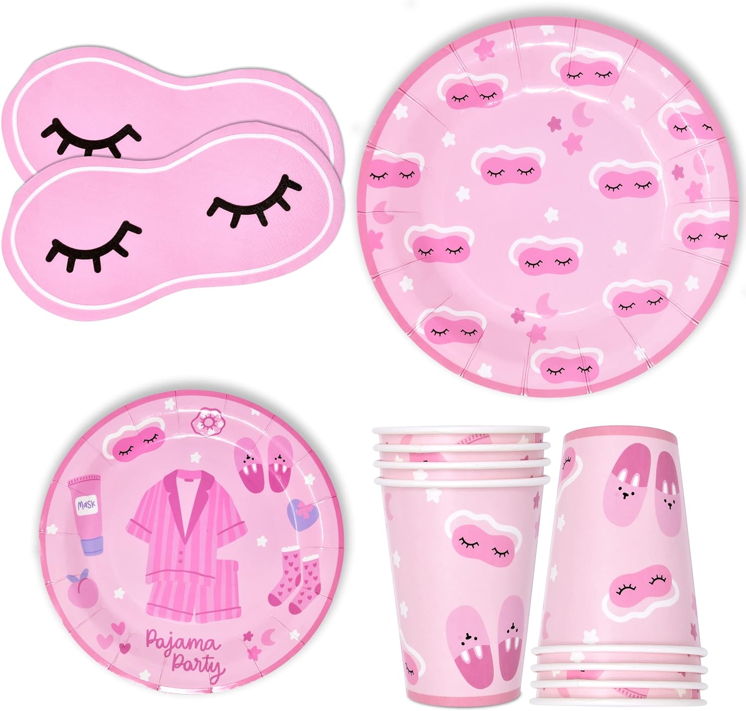 Pajama Party Supplies Tableware Set 24 9" Dinner Plates 24