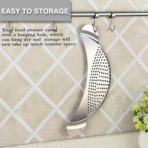 Miniatura 5 de Colador de acero inoxidable, 2 unidades, colador de pasta, colador de alimentos de metal para fideos, frutas, verduras, adecuado para macetas o