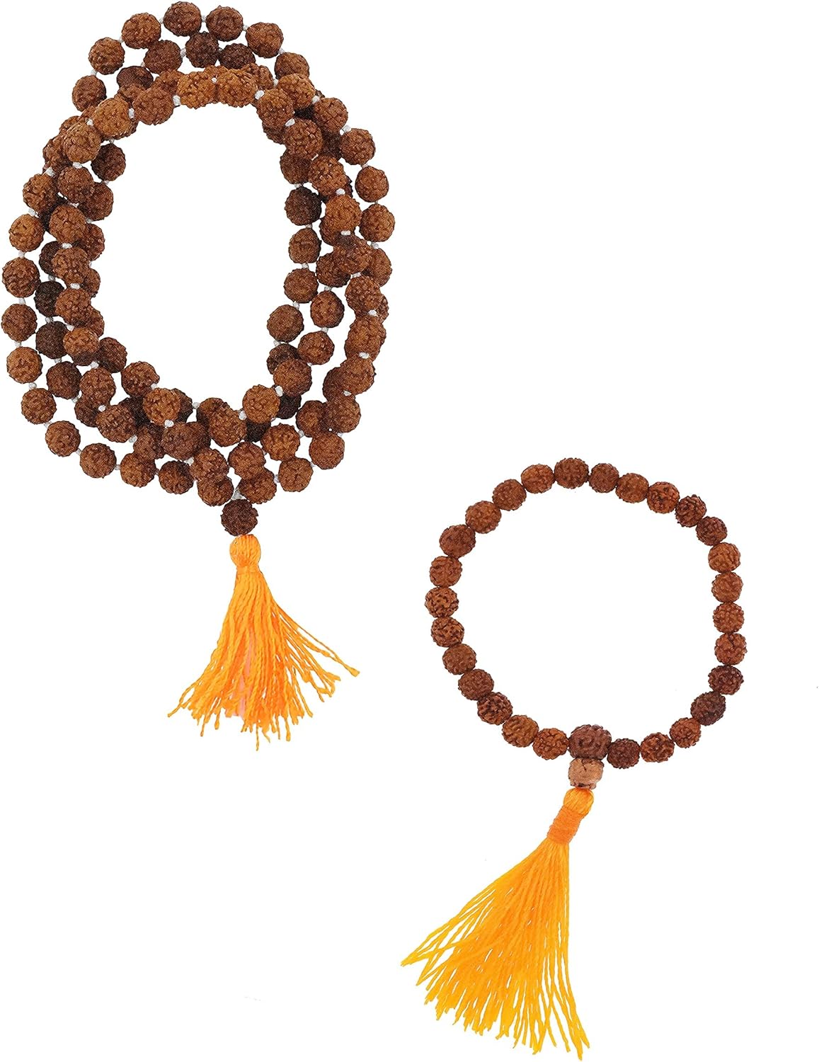 Rudraksha Mala Bracelet and Necklace Bundle (2 Items)