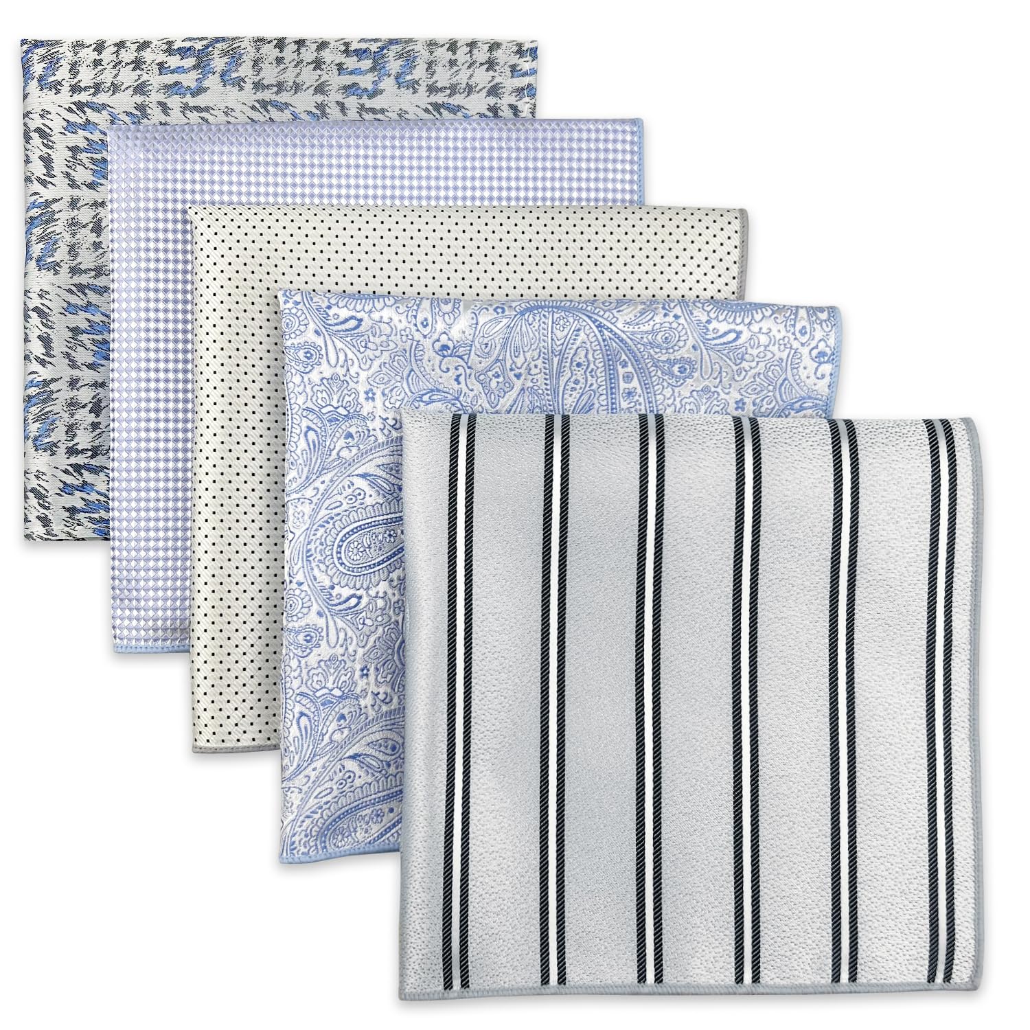 Shlax&Wing 5 Pieces Assorted Mens Pocket Square Handkerchiefs Set Lot