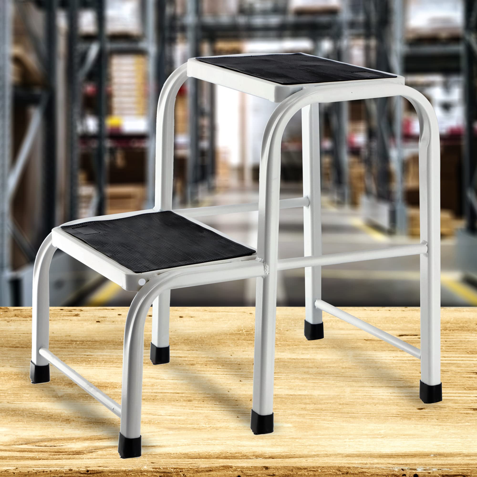 KADAX Tritthocker, Trittleiter aus Stahl, huishoudelijke ladder tot 150 kg, draagbare stapbank met antislip voeten, huishoudelijke ladder, aluminium kruk (1 trede