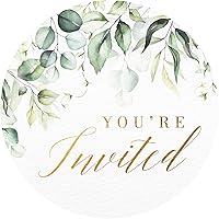Vista 1 de Mobiusea Creation Greenery - Calcomanías de invitación de boda 1.4 pulgadas Lámina dorada 108 calcomanías impermeables para sobres
