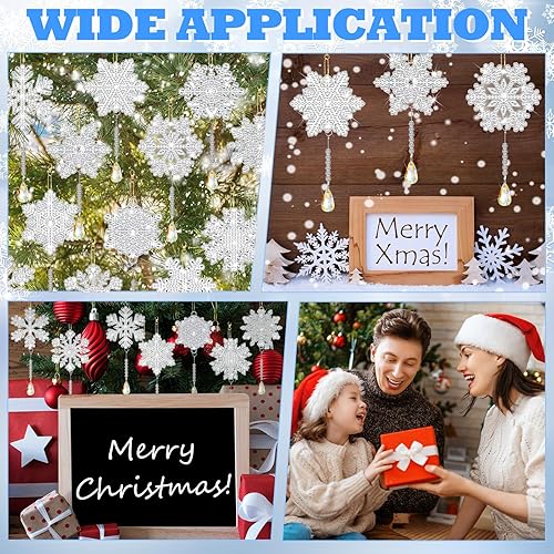 Miniatura 7 de Poen 12 llaveros de pintura de diamantes de copo de nieve de Navidad 5D, adornos de pintura de diamante, llaveros de arte de diamantes para colgar,