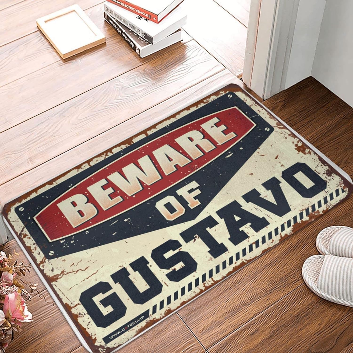 Bedroom Door Decorations Beware of Gustavo Doormat Decor for Bedroom Farmhouse Bathroom Mats(Size:65X90CM), BMPBFPLLY-65X90CM