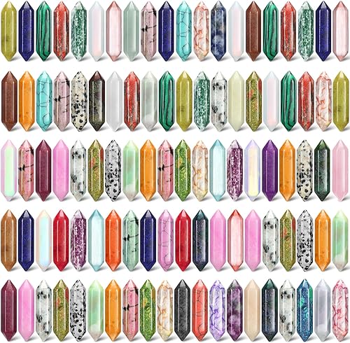 Nuenen Juego de 100 piedras hexagonales de cristal en forma de bala a granel, piedras de preocupación, juego de piedras preciosas de bruja hexagonal