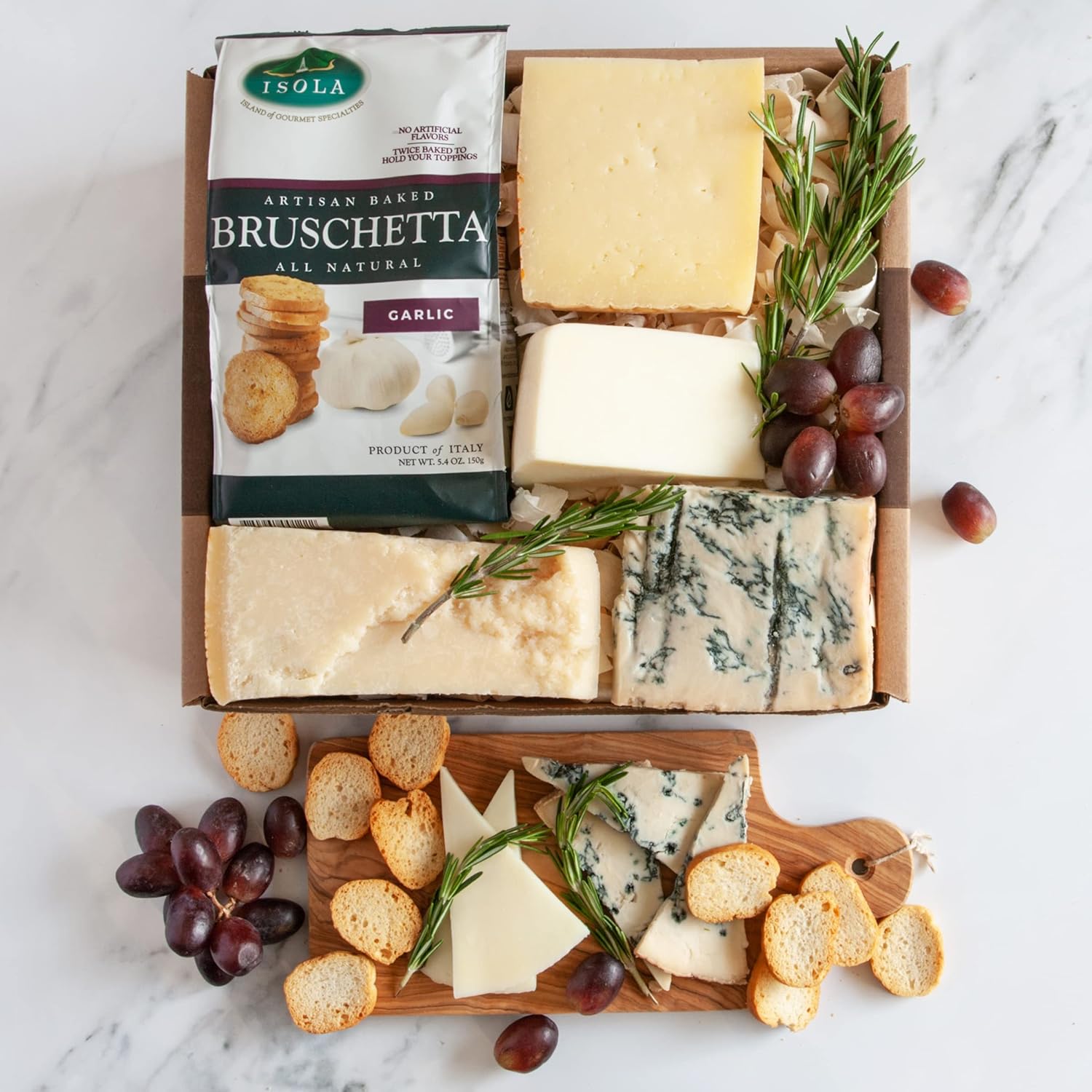 igourmet Italian Cheese Tasting Sampler Gift Box (2 pound) - Includes: Provolone Piccante, Grana Padano, Mountain Gorgonzola Blue Cheese, Pecorino Toscano, Cheese Serving Knife, and Crackers