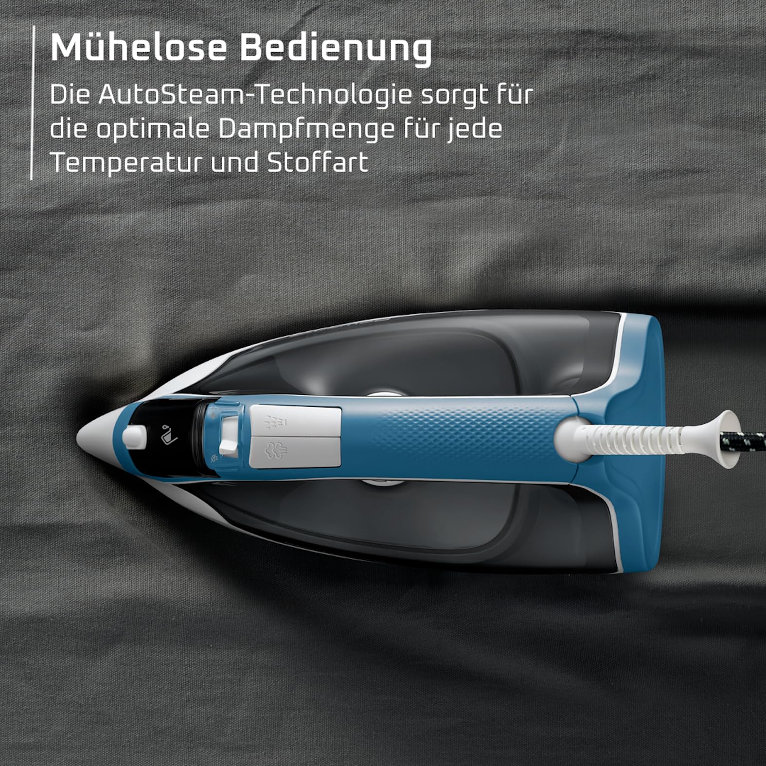 Rowenta Effective 2 Dampfbügeleisen, 2200 W, 30 g/min kontinuierliche Dampfabgabe, extrastarker Dampfstoß, 250 ml-Wassertank, INOX-Bügelsohle, Anti-Kalk-System, Blau/Grau, DX1531D1