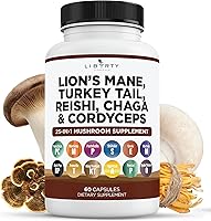 Vista 1 de Suplemento de Hongo Mane de León con Cola de Turquía, Reishi, Cordyceps, Chaga con Raíz de Malvavisco - 1 Paquete