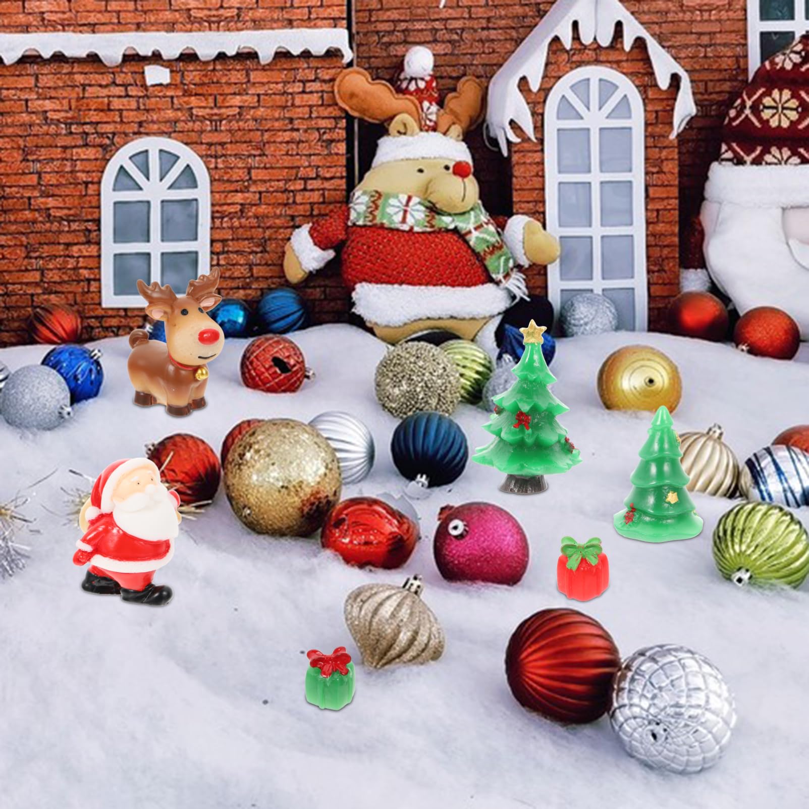 27pezzi Mini Ornamenti Natalizi in Resina Di Decorazioni Forma Di Cartone Animato Per Progetti Di Fai Da Te Miniatura e Scene Natalizie