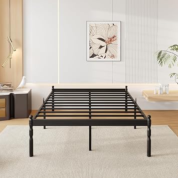 18 Inch Full Metal Bed Frame with Mattress Slide Stopper, Full Size Platform Bed Frames No Box Spring Needed, Heavy Duty Bedframe, Easy Assembly, Noise Free