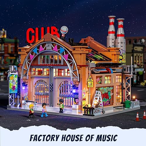 Miniatura 6 de FUNWHOLE Factory House of Music Lighting - Juego de ladrillos de construcción  Street Fusion Music Club City Town Kit de colección modular