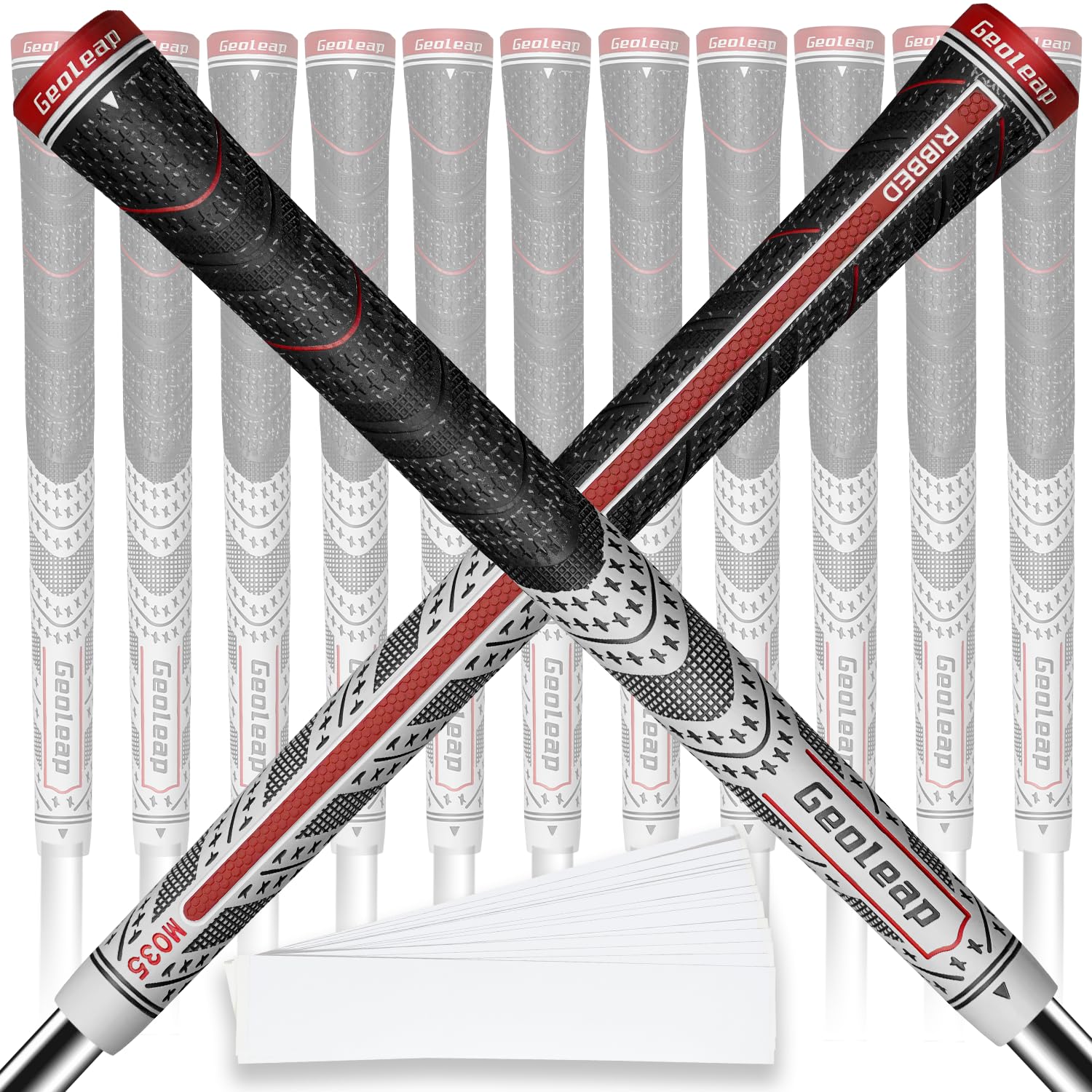 Geoleap Golf Club Grips Set of 13 - Grips with 15 Tapes and Grips with All Repair Kits for Choice,High Feedback with Back Rib Technology,All-weather