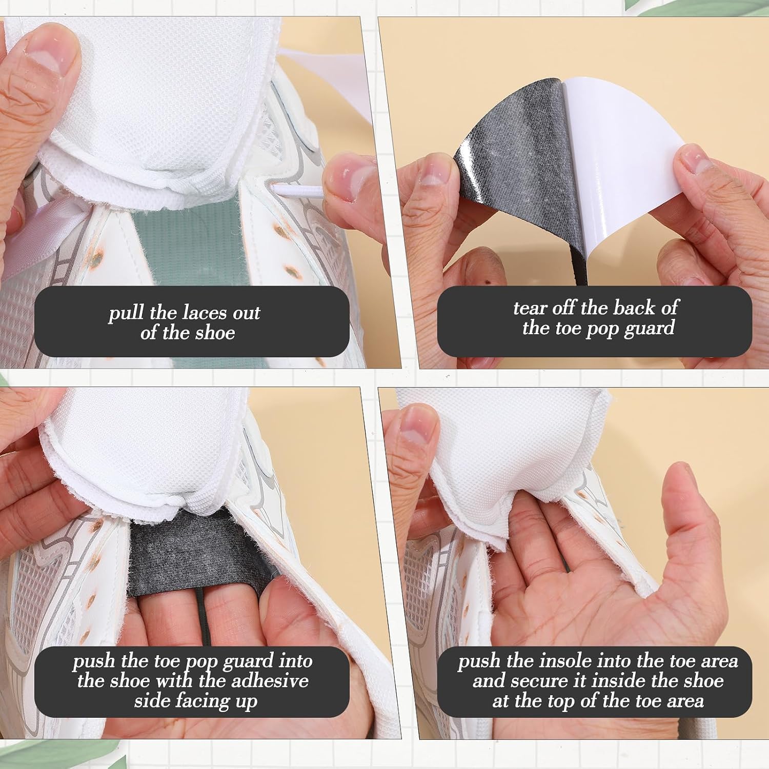 16Pcs Shoe Toe Protector, Toe Guards Boot Inserts Hole Patches Self Adhesive Toe and Heel Hole Prevention Blowout Protection Inserts for Sneakers