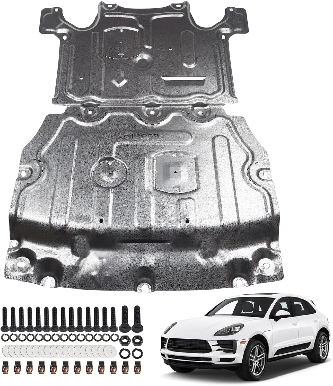 Engine Guard Mud Flaps w/Screw Hardware Compatible with 2015-2023 Porsche Macan Engine Splash Shield Under Car Shield Cover Board