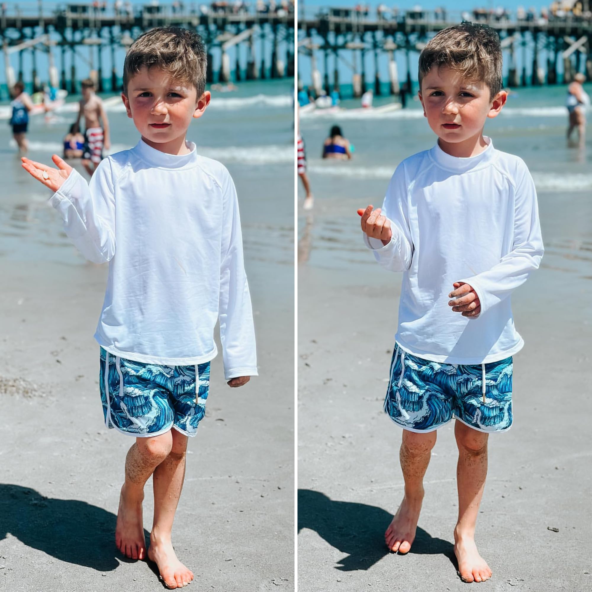 BIG ELEPHANT 3 Pièces de Bain Anti-UV pour Garçon Maillot de Bain à Manche Longue Enfants Rashguard pour Surf Natation Plongée Plage